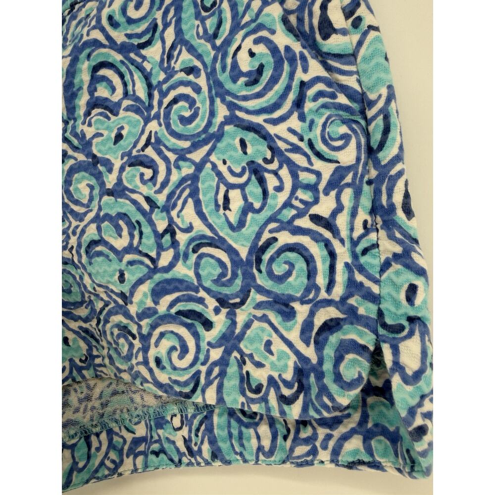 Lilly Pulitzer Adie Chino Shorts Womens 6 Chasing Tail Blue White 4" Inseam - Picture 2 of 8